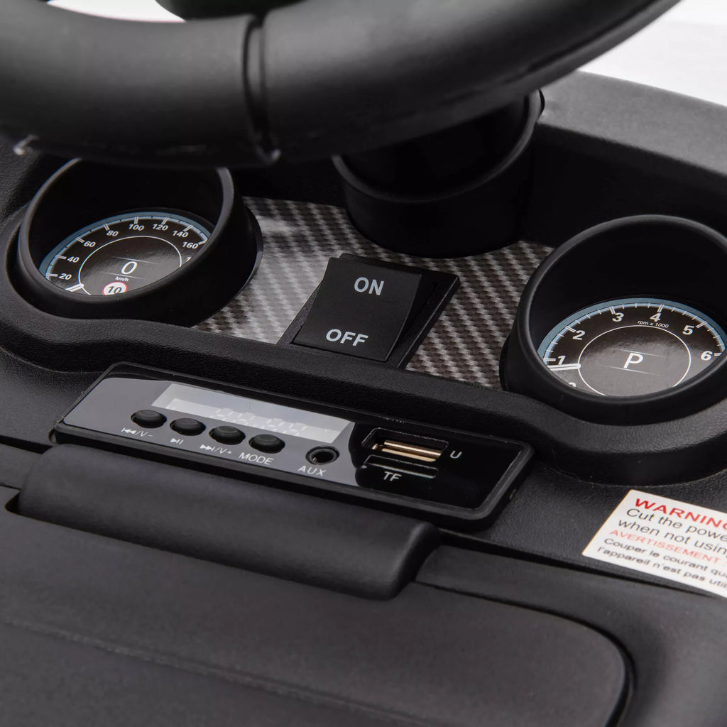 Elektrinis vaikų automobilis 6 V, „Land Rover“, važiavimo/stumimo režimas, žibintai, muzika, baltas