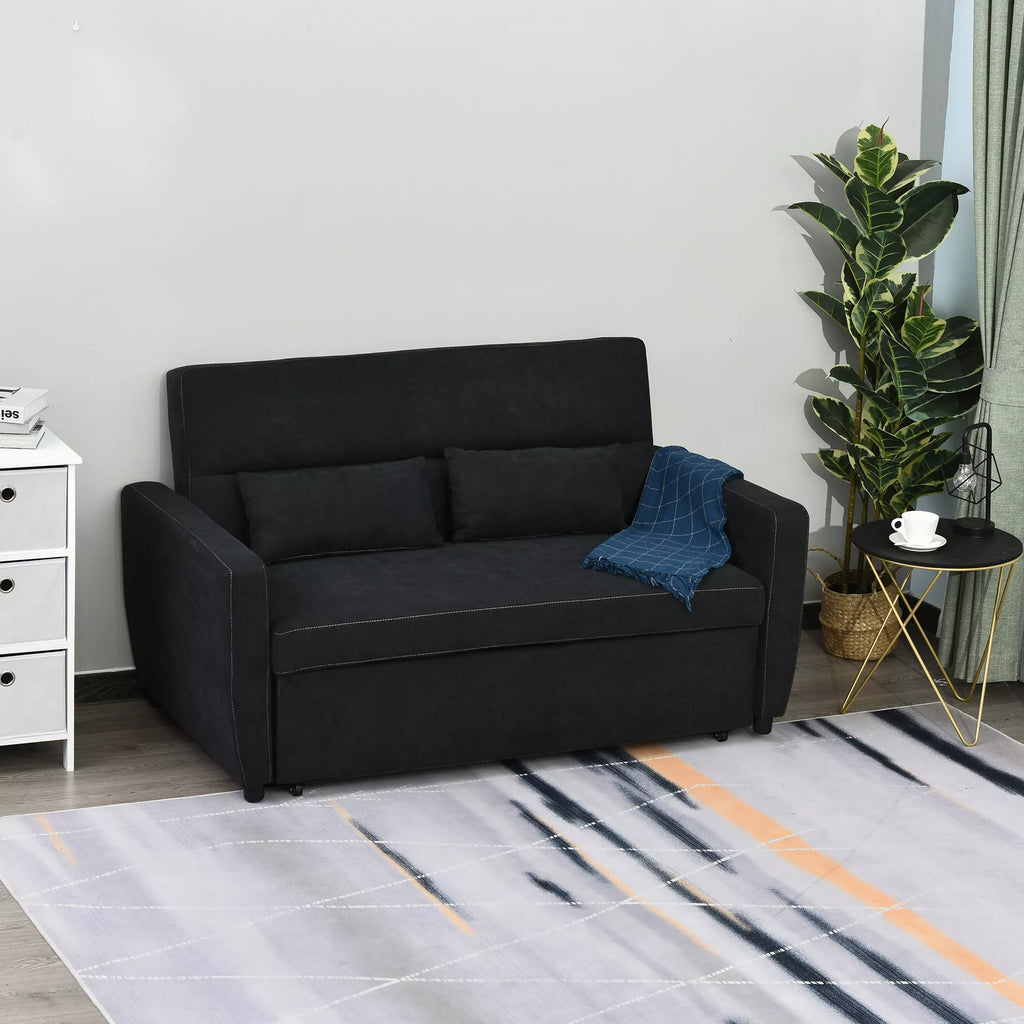 Sofa lova su miegojimo funkcija ir reguliojamu atlošu, 155 cm, juoda