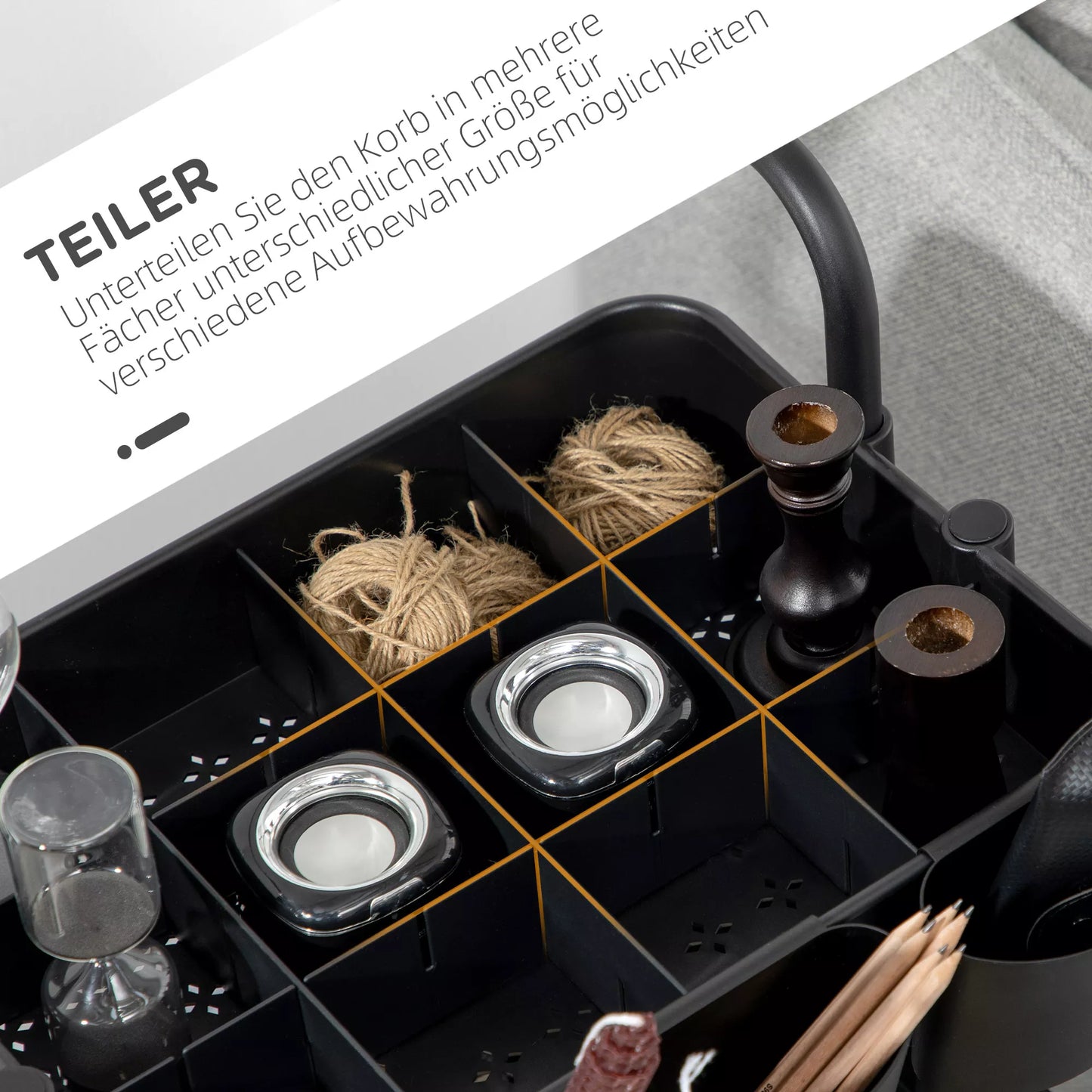 Ratinis vežimėlis su 3 lentynomis, laikymo krepšiais, kabliukais, pagalbinis vežimėlis virtuvei ar svetainei, plienas, plastikas, juodas