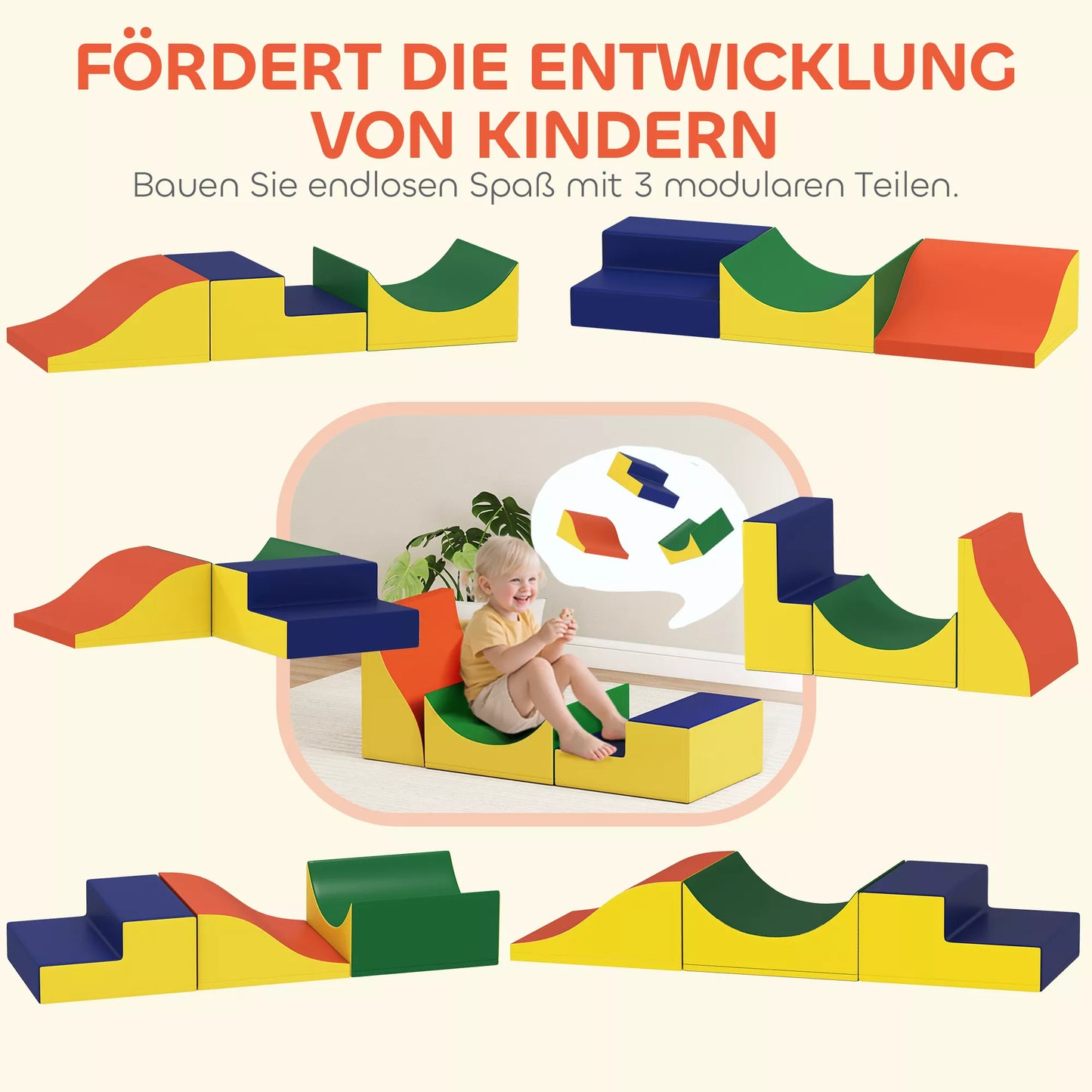 3 dalių laipiojimo ir ropojimo rinkinys mažiems vaikams, dirbtinė oda, putplastis, geltonas