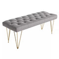 Sėdimoji sofa Minkšta sofa Pianino sofa Batų sofa su aksomo apmušalu Lovos sofa Pianino sofa miegamajam, svetainei, prieškambariui, metalinė, pilkos spalvos, 116 x 44,5 x 49 cm