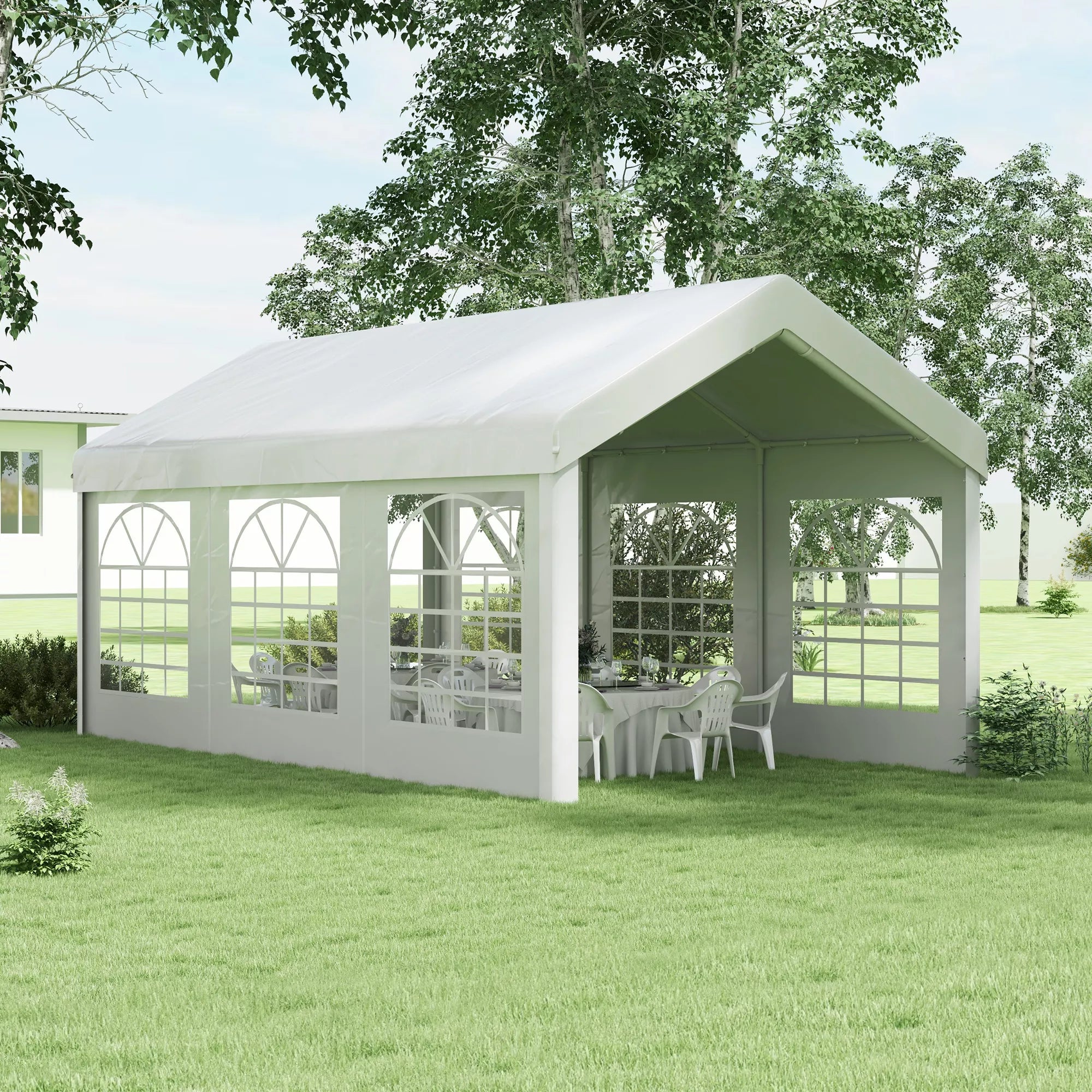 Atsarginė siena alaus palapinei arba paviljonui, nepralaidi vandeniui, lengvai montuojama, 6 x 2 m, balta