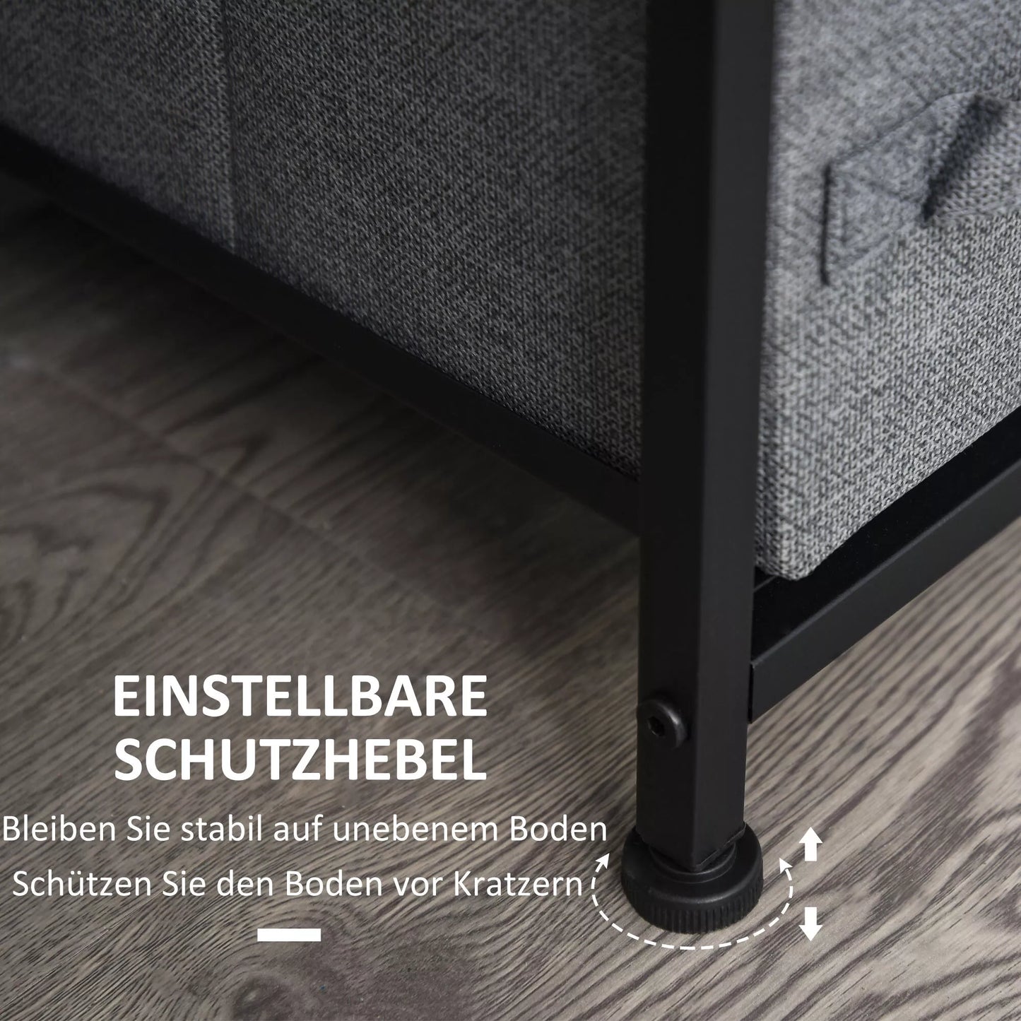 Komoda su 7 sulankstomais audinio stalčiais, neaustinis audinys, metalinis rėmas, 63,5 x 30 x 71 cm, tamsiai pilka