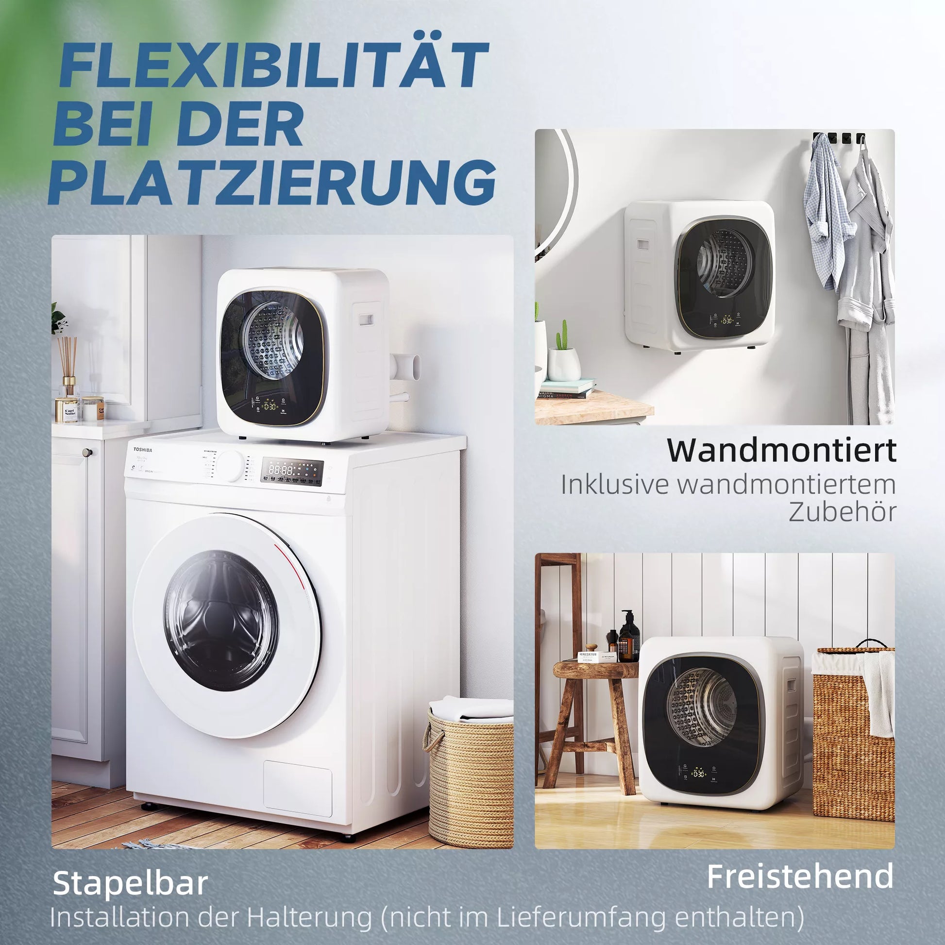 4 kg skalbinių džiovintuvas, kompaktiškas dizainas, 5 režimai, laikmatis, balta+juoda