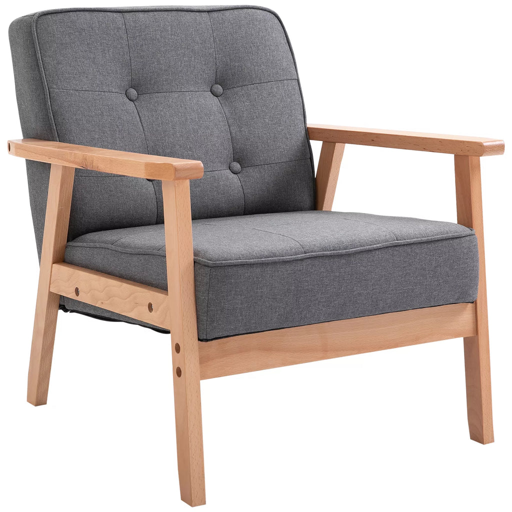 Atskiroji sofa Poilsio kėdė Minkšta kėdė su porankiais Medinis rėmas Linas Pilka 64,5 x 70 x 74 cm