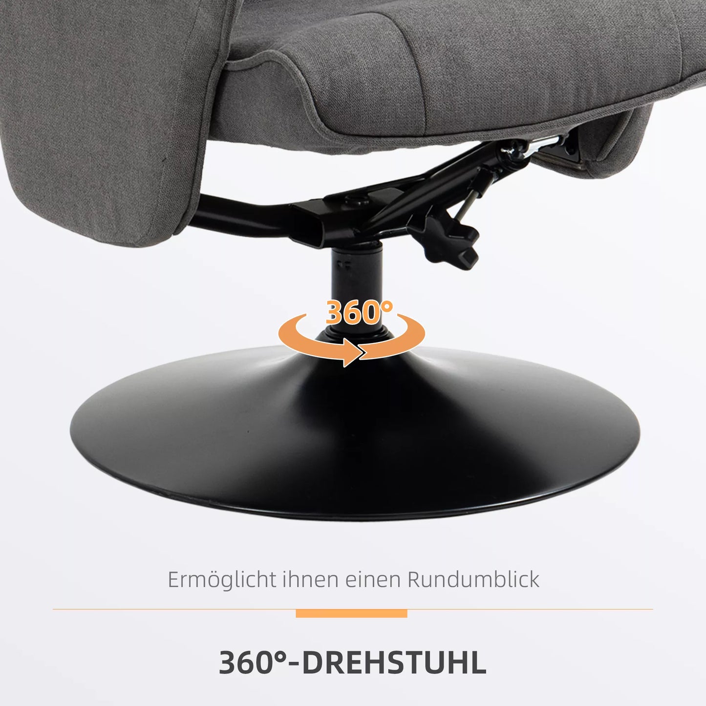 Poilsio krėslas su pakoja, reguliuojama nugaros atrama, 69 cm x 71 cm x 104 cm, tamsiai pilka + juoda