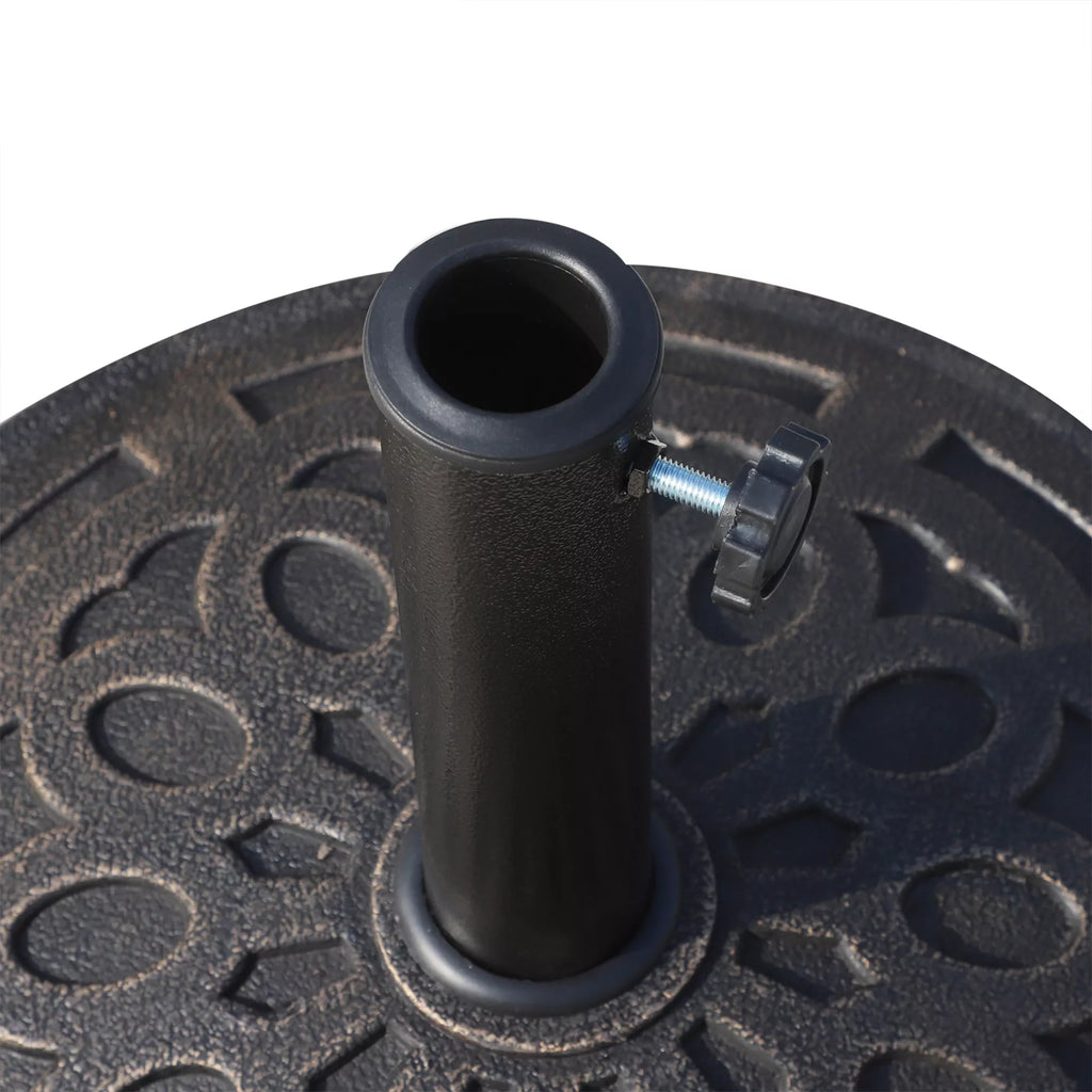 Saugos nuo saulės stovas iš dervos 14 kg stovo rankenos, apvalus stovo laikiklis, stovo svoris saugos nuo saulės stovui 38 mm/48 mm vamzdžio skersmens, balkonui, terasai, sodui, bronzos spalvos