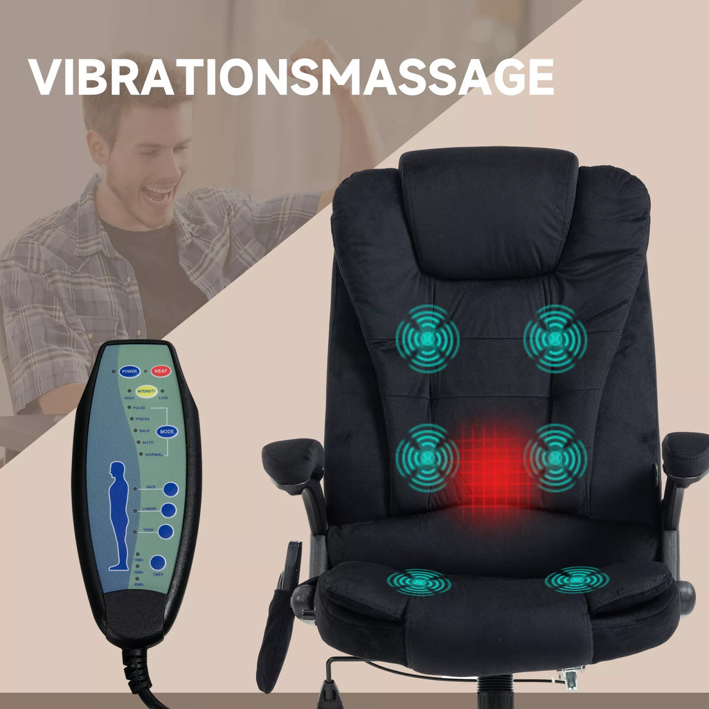 Biuro kėdė su masažo ir šildymo funkcija, ergonomiška, reguliuojamo aukščio, juoda