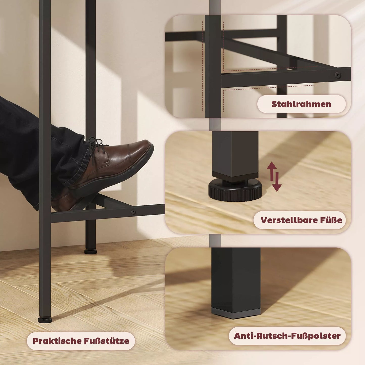 Baro stalo komplektas su 2 baro/valgomojo kėdėmis, su neslystančiais padukais, natūralios medienos