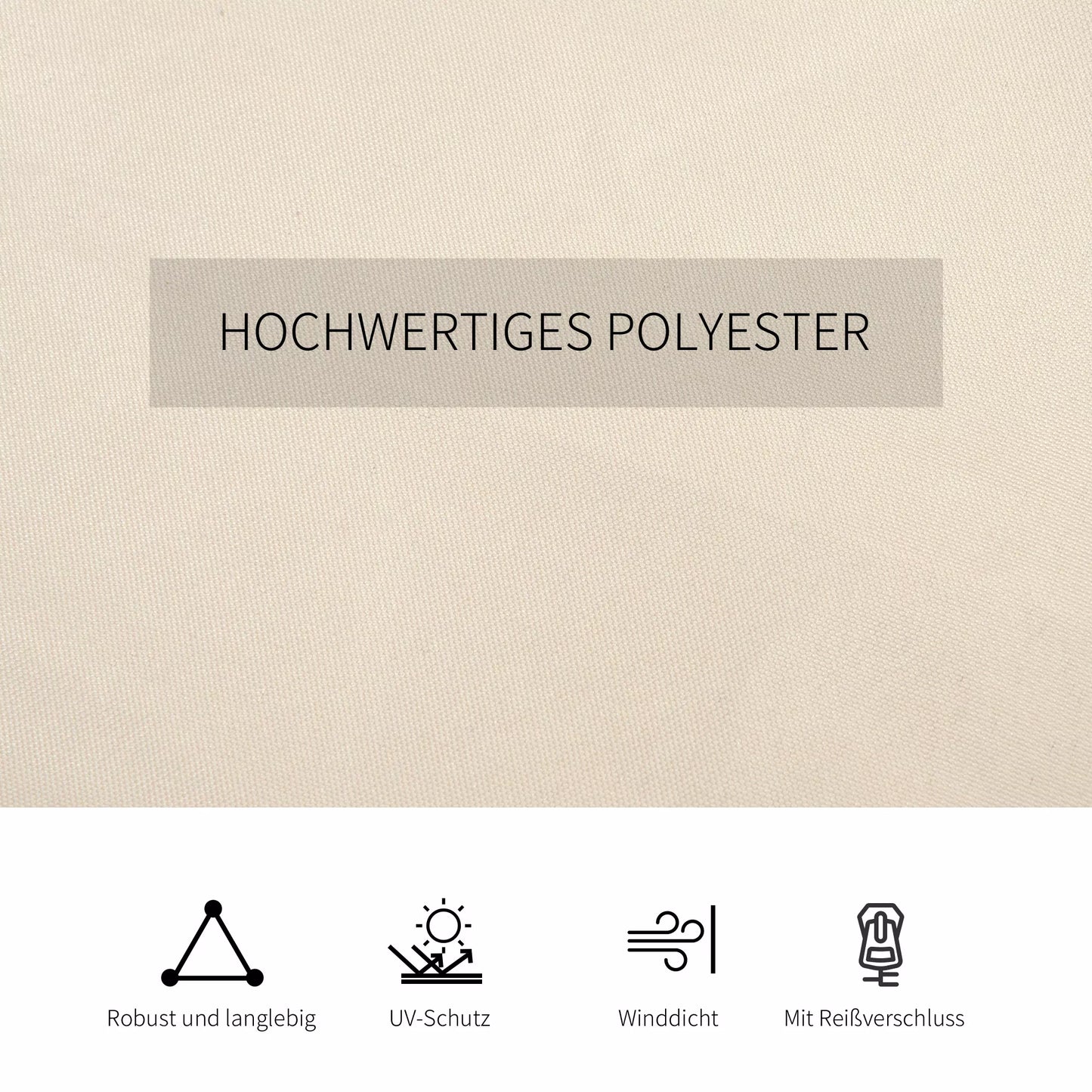 4 atsarginės užuolaidos 3x3 m paviljonams, tvirtos, skirtos strypams ir slydimo bėgeliui, su dviguba užtrauktuku, smėlio spalvos