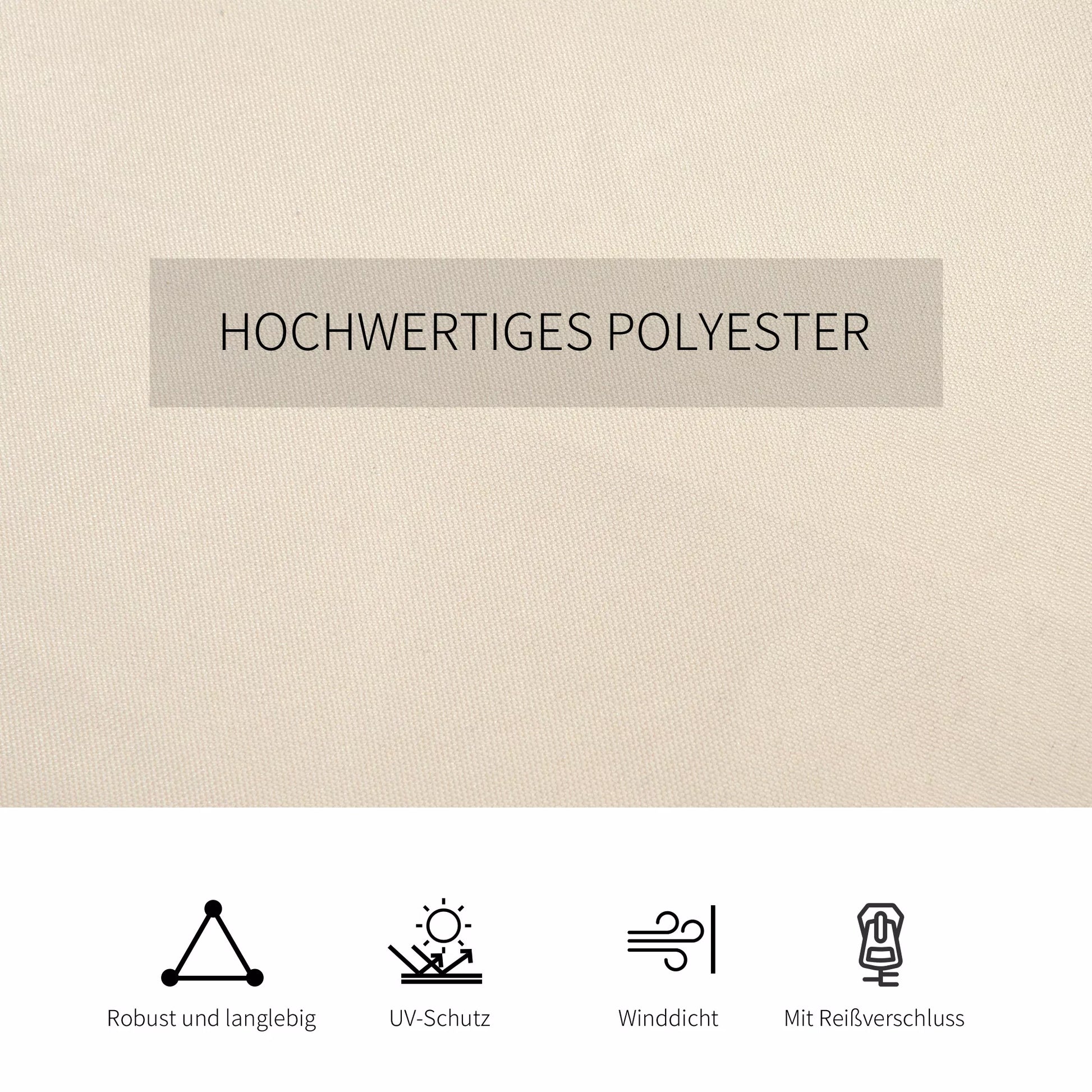 4 atsarginės užuolaidos 3x3 m paviljonams, tvirtos, skirtos strypams ir slydimo bėgeliui, su dviguba užtrauktuku, smėlio spalvos