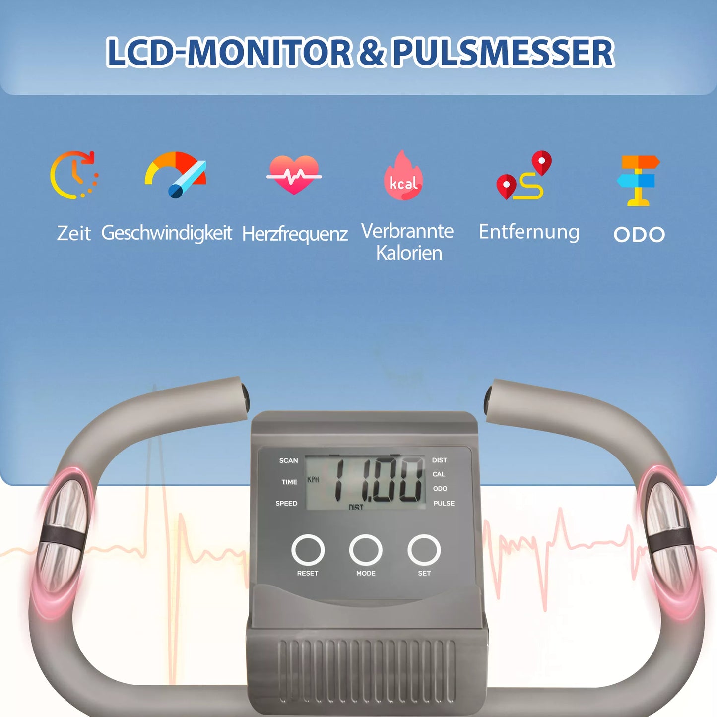 X-Bike 2-in-1 dviračių treniruoklis su LCD ekranu, širdies ritmo monitoriumi, sulankstomas namų treniruoklis su 8 pakopų magnetine varža, 1 poros pasipriešinimo gumos, plienas, pilka spalva, 105x48x118 cm