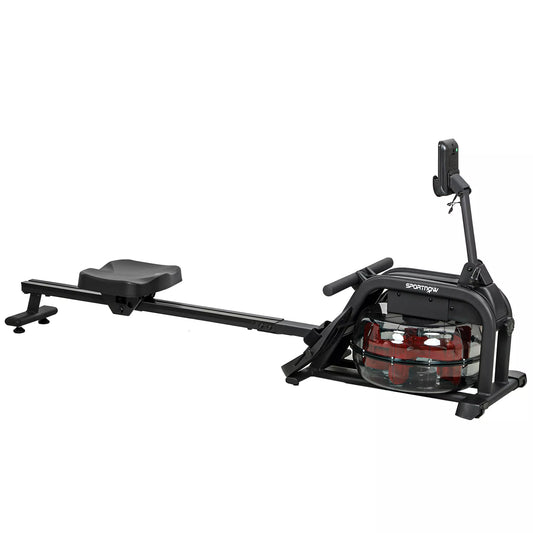 Irklavimo treniruoklis, irklavimo staklės su 6-11 L vandens baku, LCD monitoriumi, telefono laikikliu, 135 kg keliamoji galia, plienas, juodas