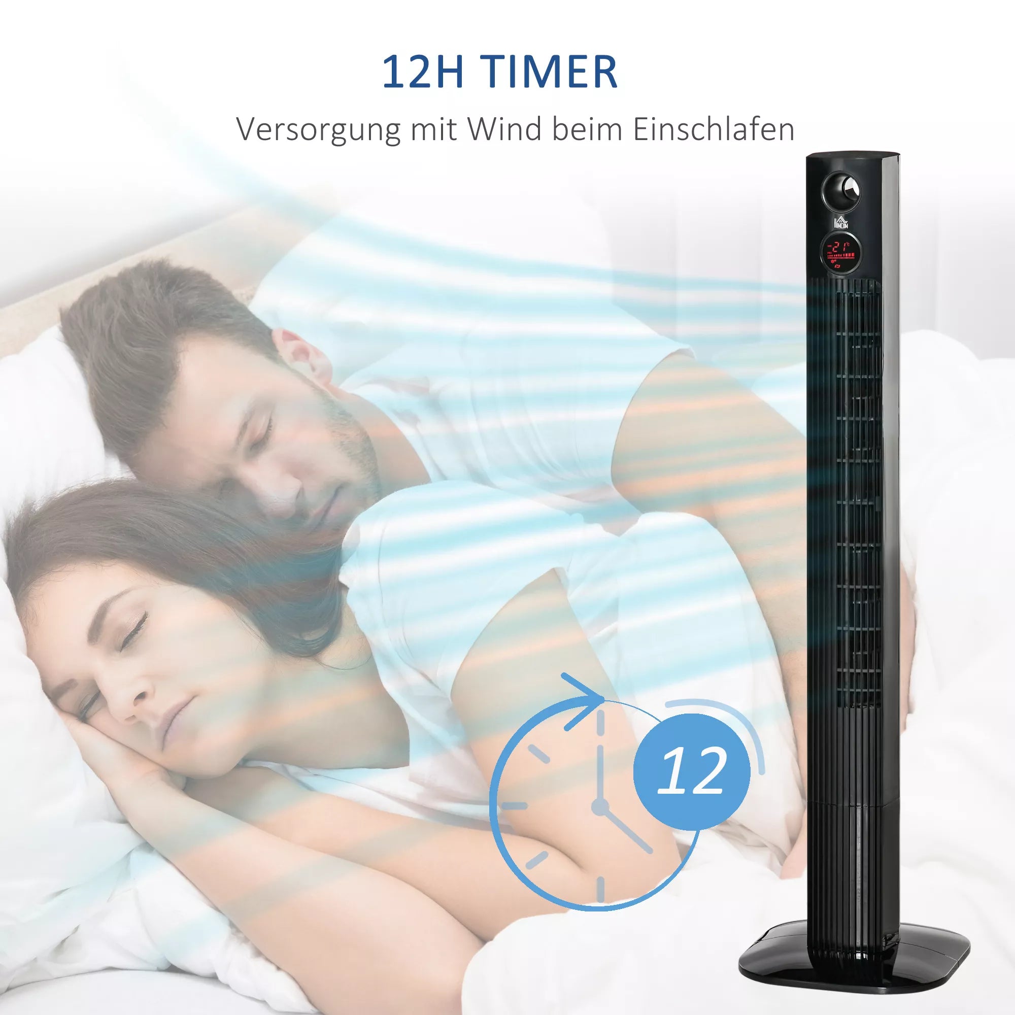 Bokštinis ventiliatorius su nuotolinio valdymo pultu 45 W 70° svyravimas Koloninis ventiliatorius Ventiliatorius su aromato difuzoriumi Laikmačio funkcija 3 ventiliacijos lygiai Juodas