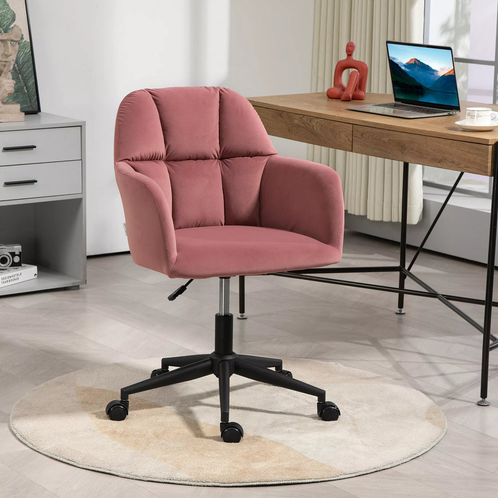 Biuro kėdė, ergonomiška, aukščio reguliuojama, sukiojama, aksomo išvaizda, iki 120 kg, rožinė
