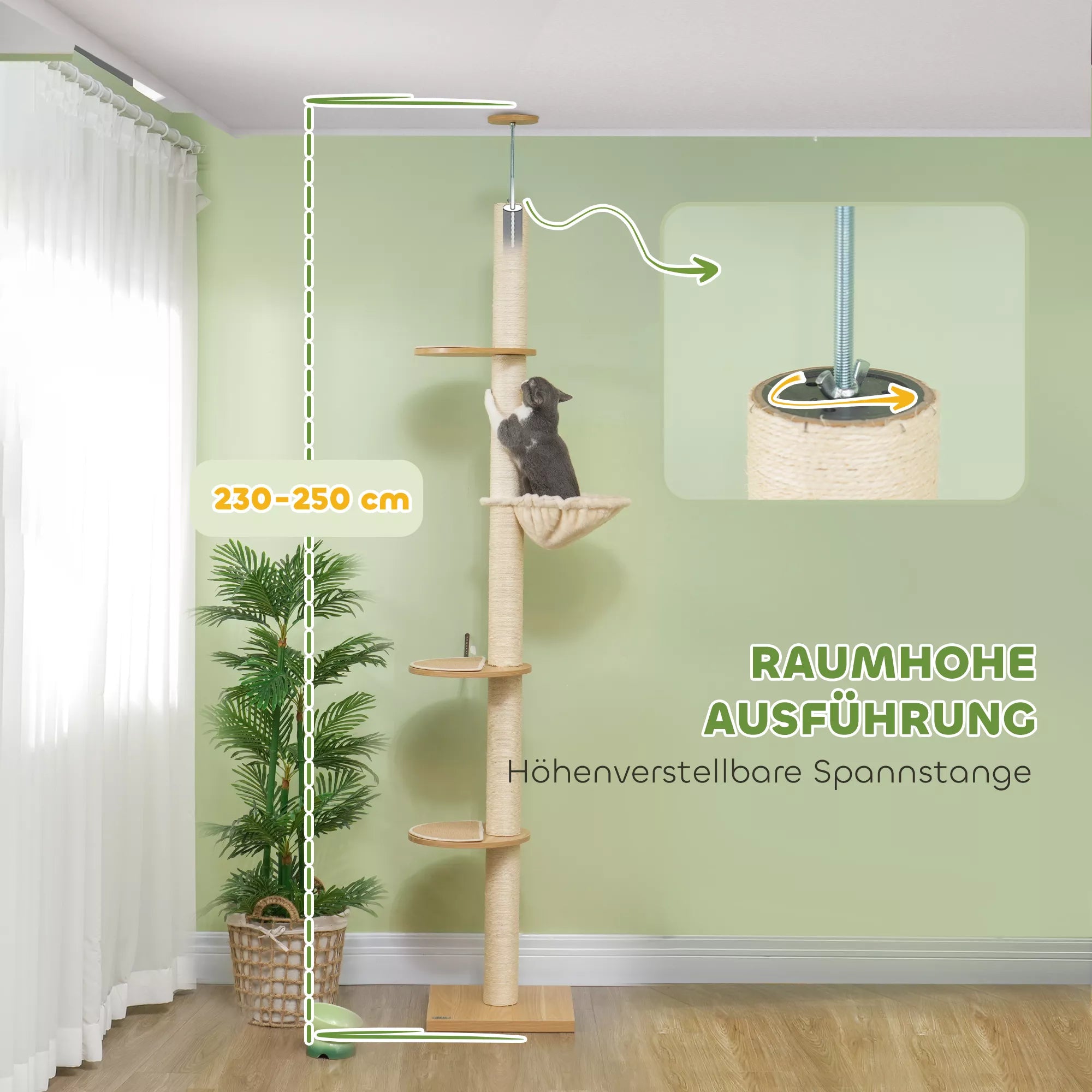 Grafika apie reguliuojamą kačių medžio aukštį