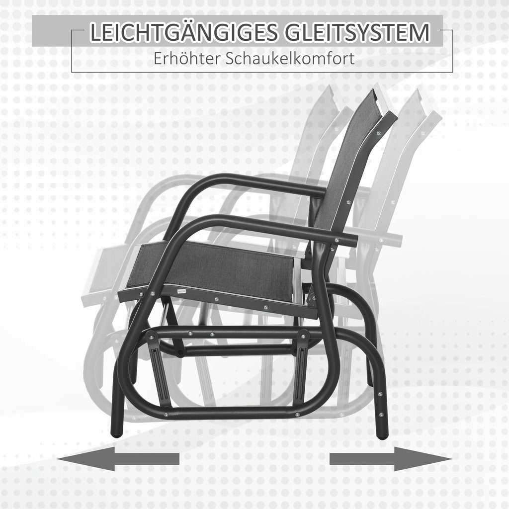 Sūpynės kėdė Sodo kėdė iš metalo Sūpynės kėdė su porankiais Atlošas Sodo sūpynės, atlaikančios iki 120 kg svorį Lauko poilsio kėdė balkonui, sodui, terasai Juoda