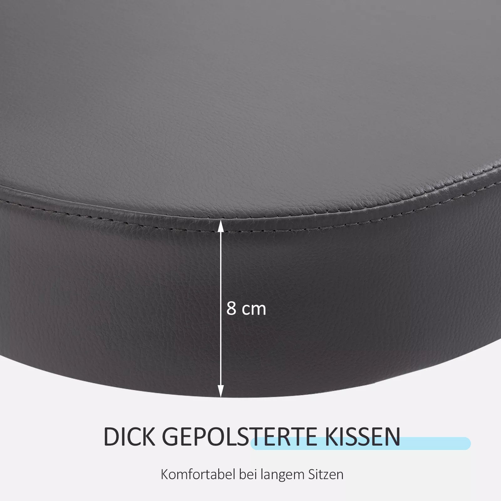 Salono taburetė, reguliuojamo aukščio, ergonomiška, 360° besisukanti, su 5 ratukais, pilkos spalvos sintetinė danga