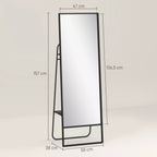 Veidrodžio matmenų schema su išmatavimais 157, 50 ir 47 cm