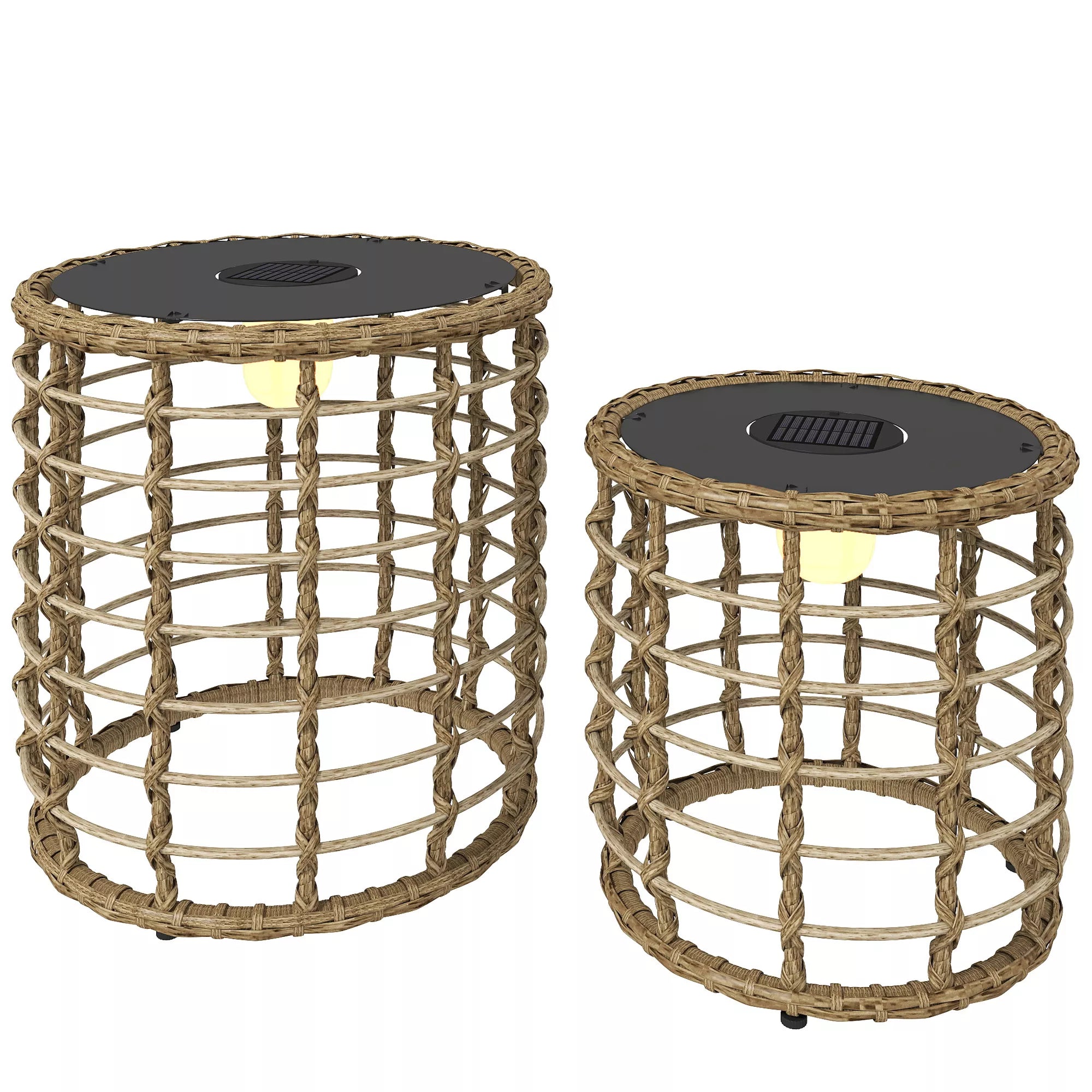 Saulės stovas 2 vnt. rattan saulės lempų su šviesos jutikliu LED saulės lempa boho stiliaus IP44