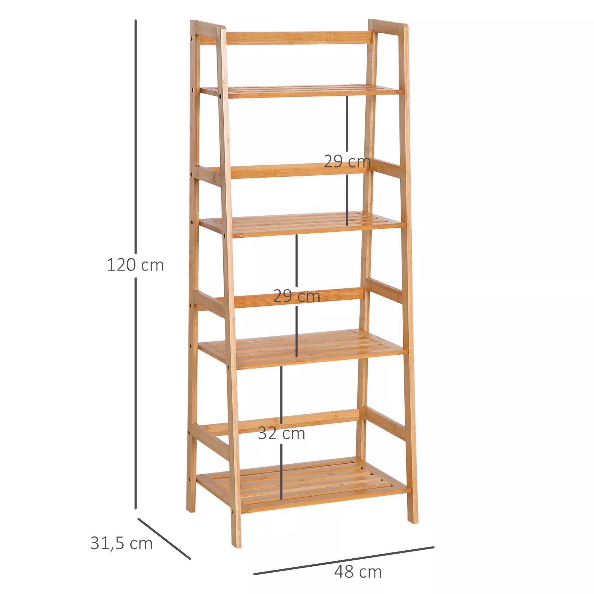 Schema su lentynos matmenimis: aukštis 120 cm, plotis 48 cm, gylis 31,5 cm