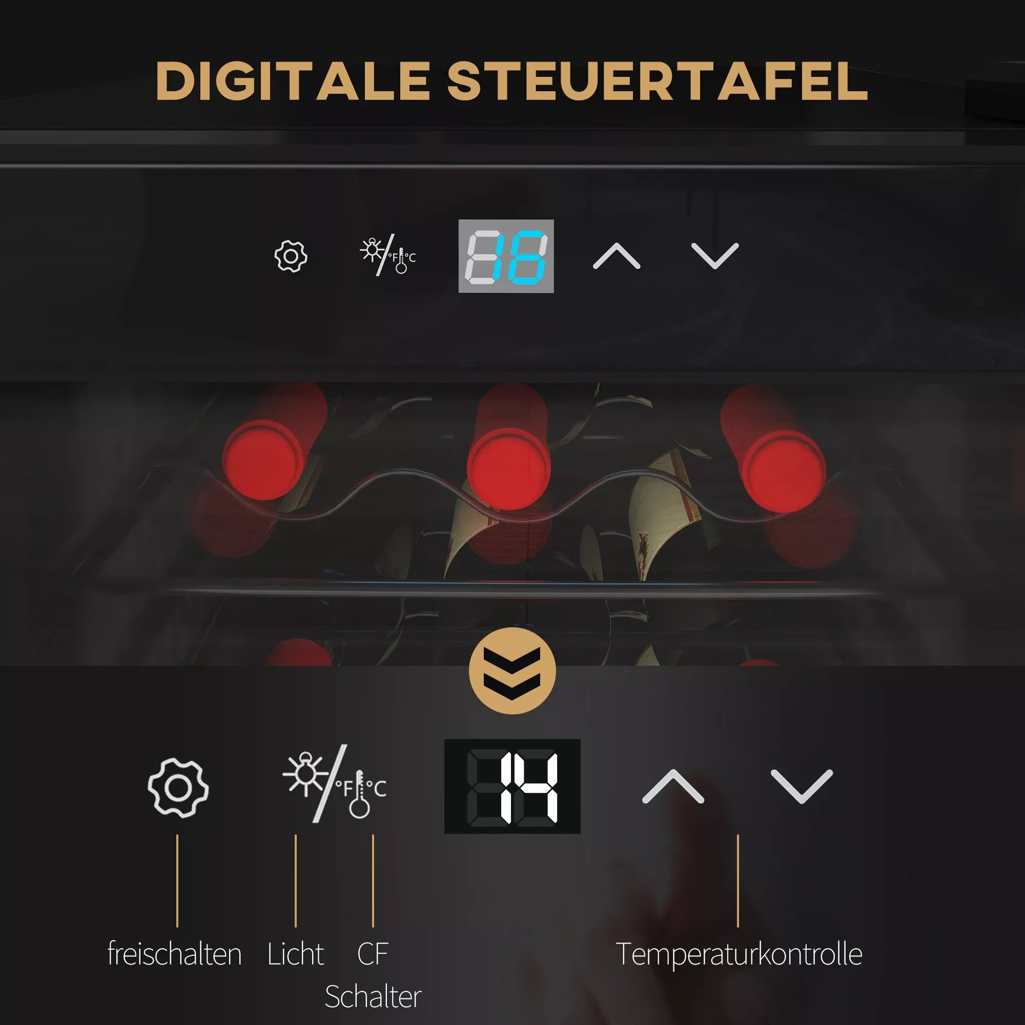 Šaldytuvo informacinė grafika apie skaitmeninį valdymą