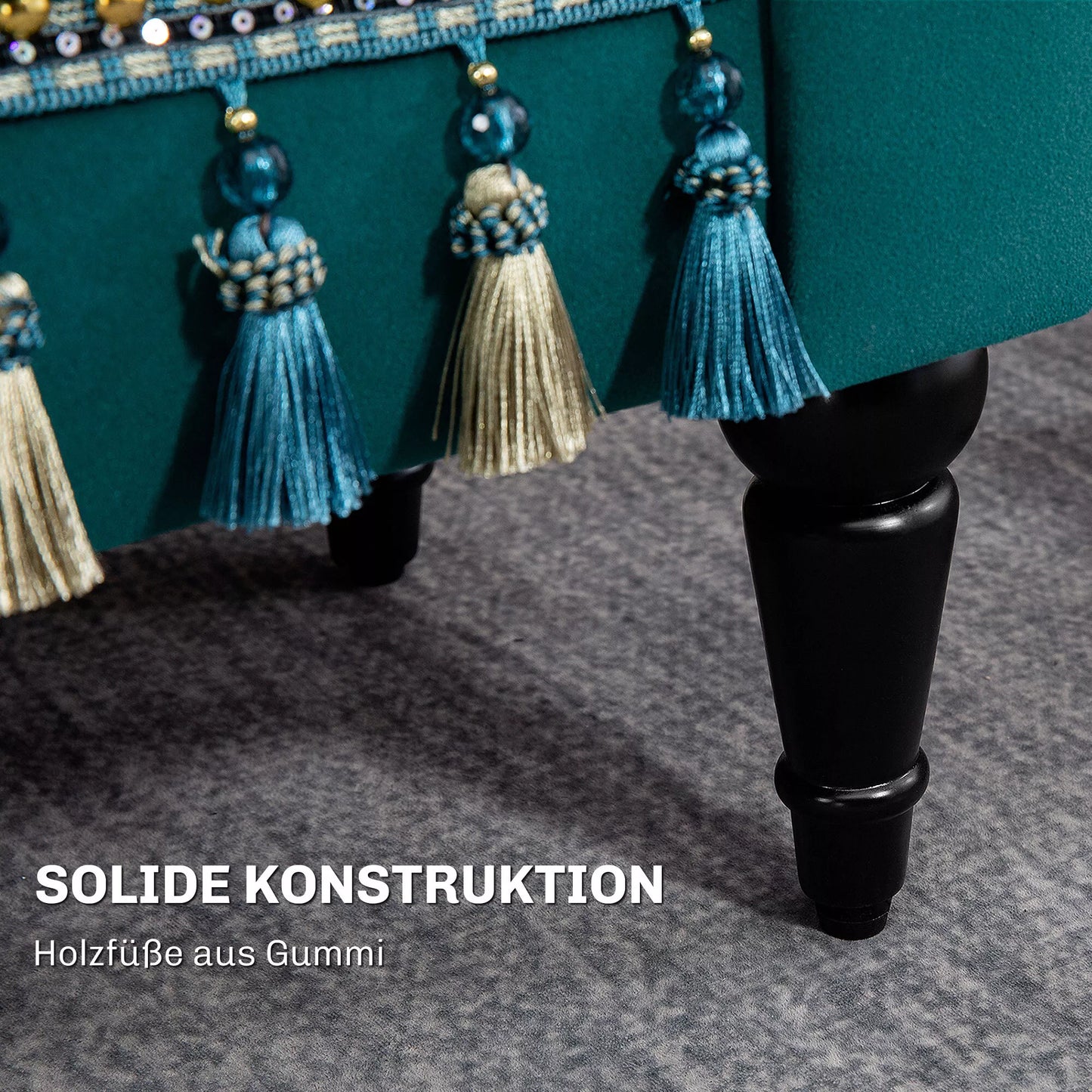 Minkštas suolas, vintažinio dizaino, iki 150 kg, 117x40x58 cm, žalias