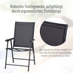 Juoda sulankstoma kėdė su tinkliniu audiniu ir ergonomišku atlošu