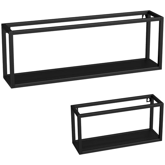 2 vnt. sieninių lentynų rinkinys, 15 kg keliamoji galia, montuojamas ant sienos, plienas, juodas