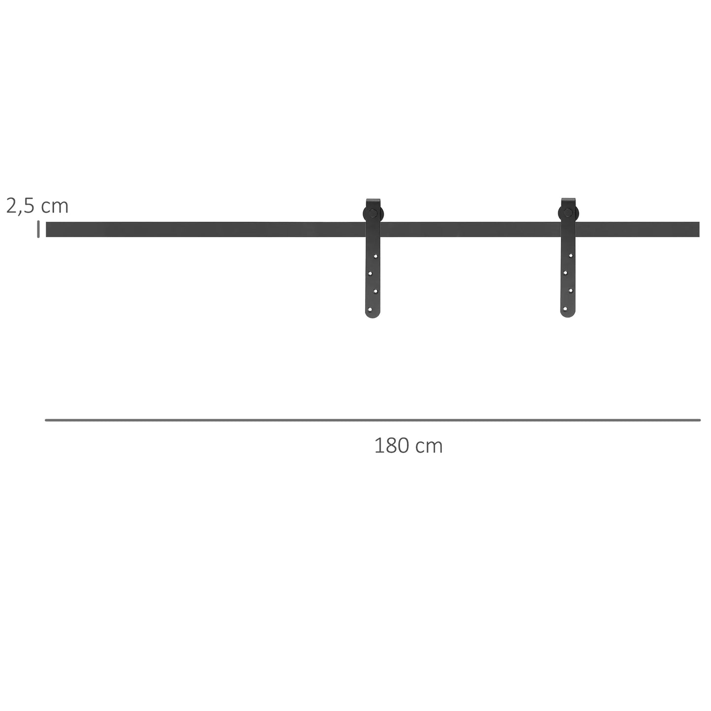 Stumdomų durų furnitūros rinkinys 180 cm Komplektas su bėgiais, ritinėliais, apsauga nuo šuolio Anglies plienas