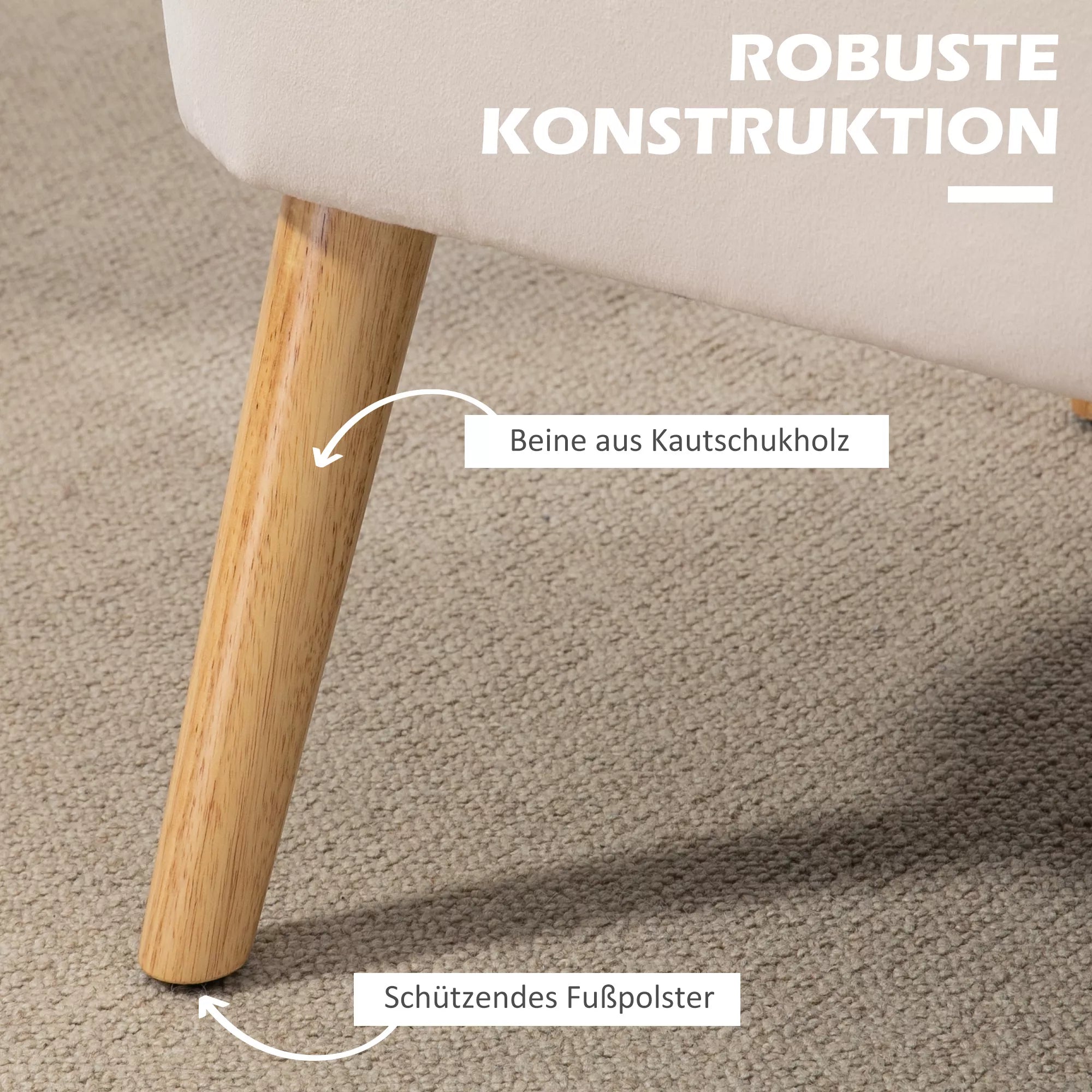 Sofa retro dizaino, 2 vietų sofa, medinės kojelės, 117 cm x 56,5 cm x 77 cm, kreminės baltos spalvos