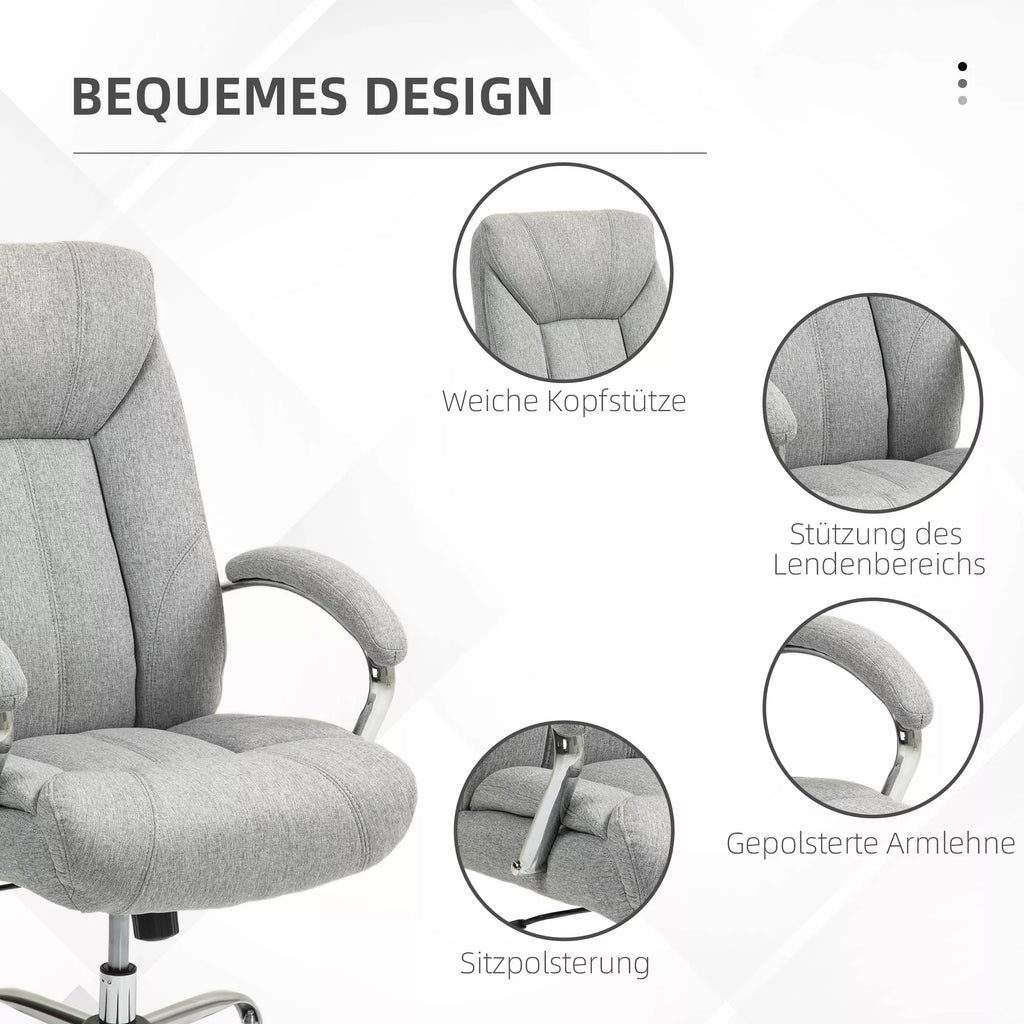 Ergonomiška pilka biuro kėdė su aukštu atlošu, kvėpuojančiu apmušalu ir reguliuojamu aukščiu