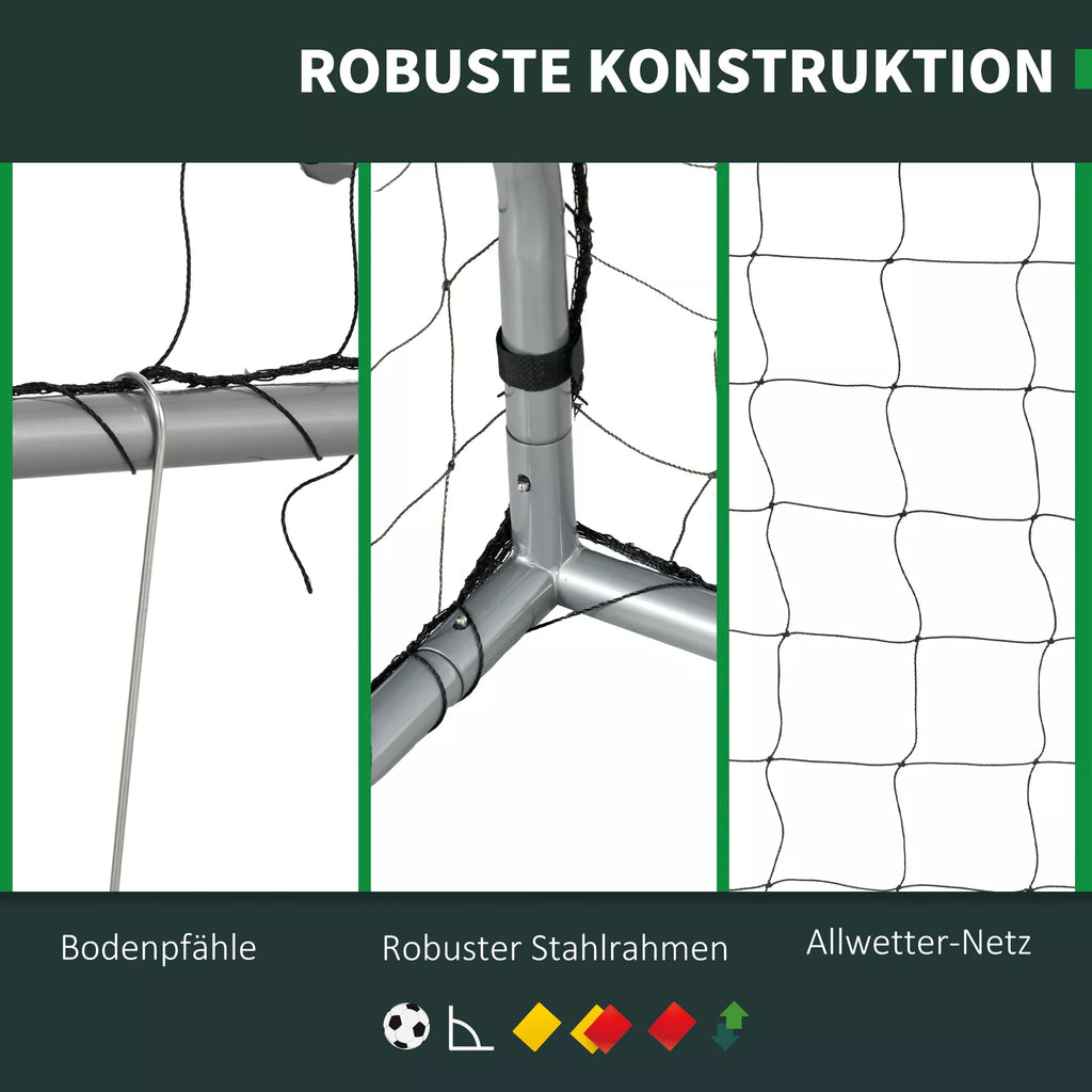Futbolo vartai su tinklu, 240 x 85 x 160 cm, pilki