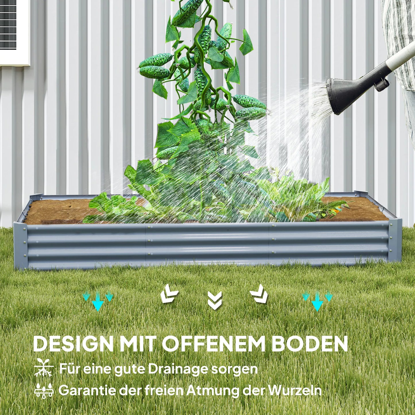 Plieninis pakeltas lysvas, atsparus oro sąlygoms, augalų lysvas su apsaugine nuo įpjovimų briauna, mini šiltnamis