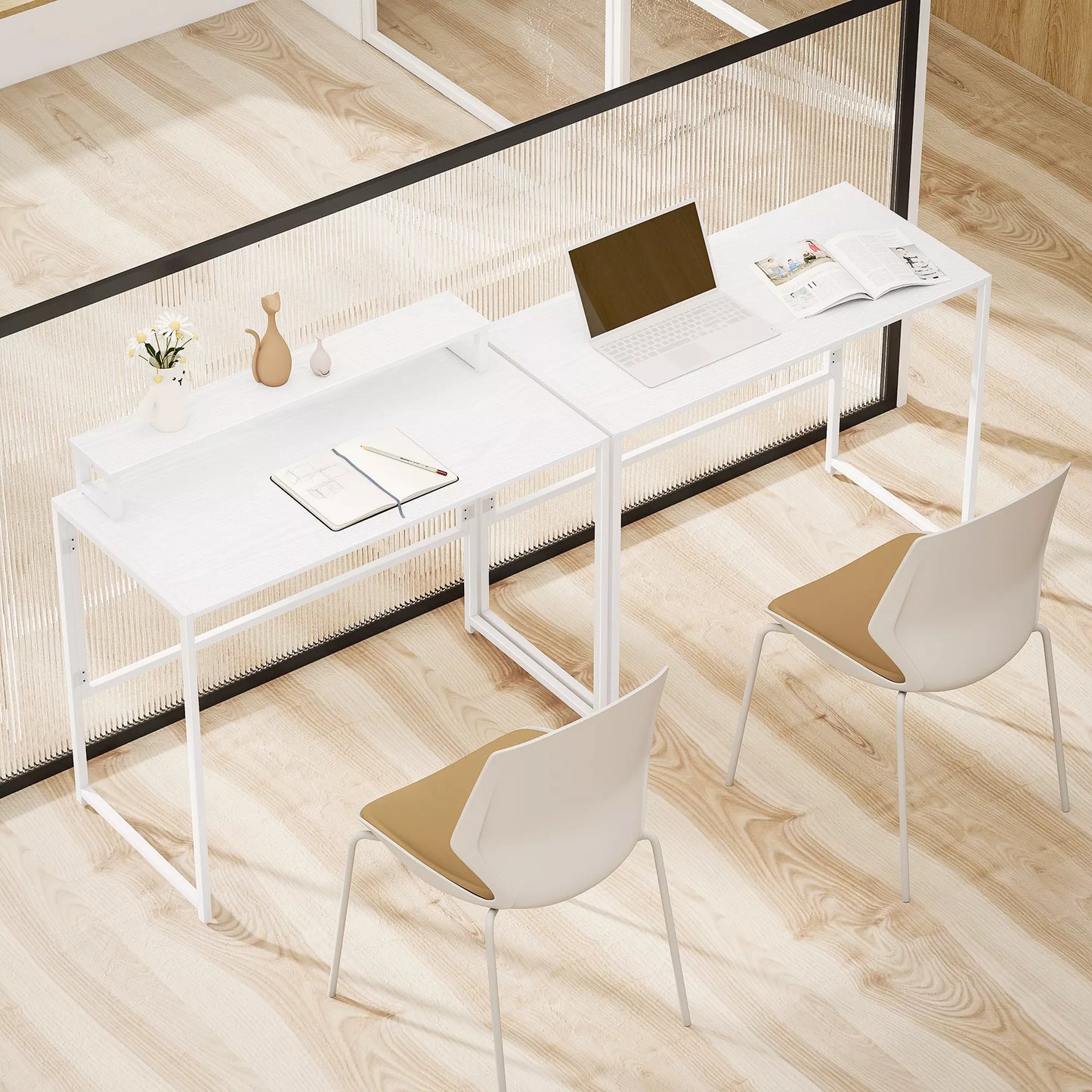 Sulankstomas rašomasis stalas, kompiuterio stalas su monitoriaus laikikliu darbo kambariui, plienas, mdf, 100x48x87,5 cm