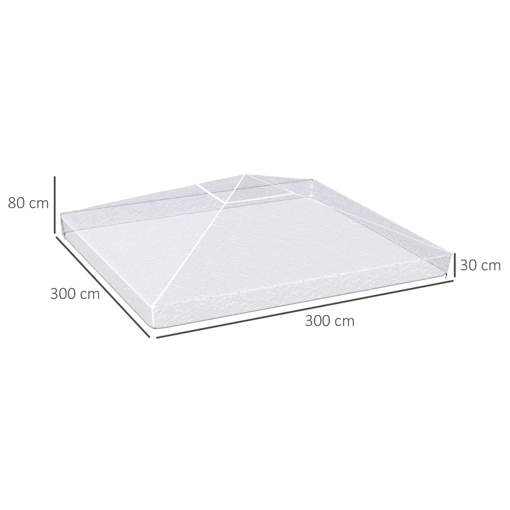 Pavilion lietaus dangtis, sodo paviljono apsauga, atspari vėjui, atspari vandeniui, plastikinė brezentinė danga, 300L x 300B x 80H cm