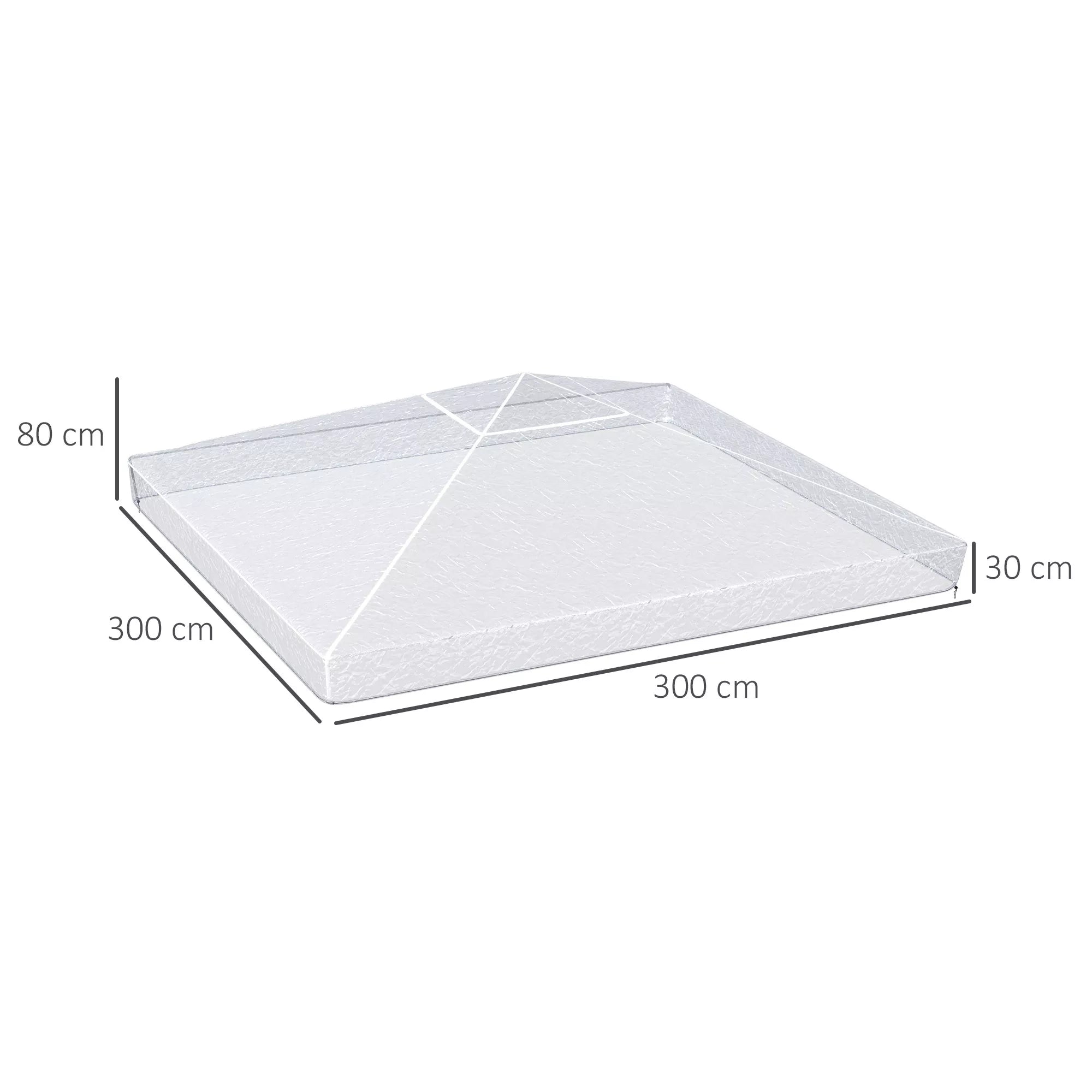 Pavilion lietaus dangtis, sodo paviljono apsauga, atspari vėjui, atspari vandeniui, plastikinė brezentinė danga, 300L x 300B x 80H cm
