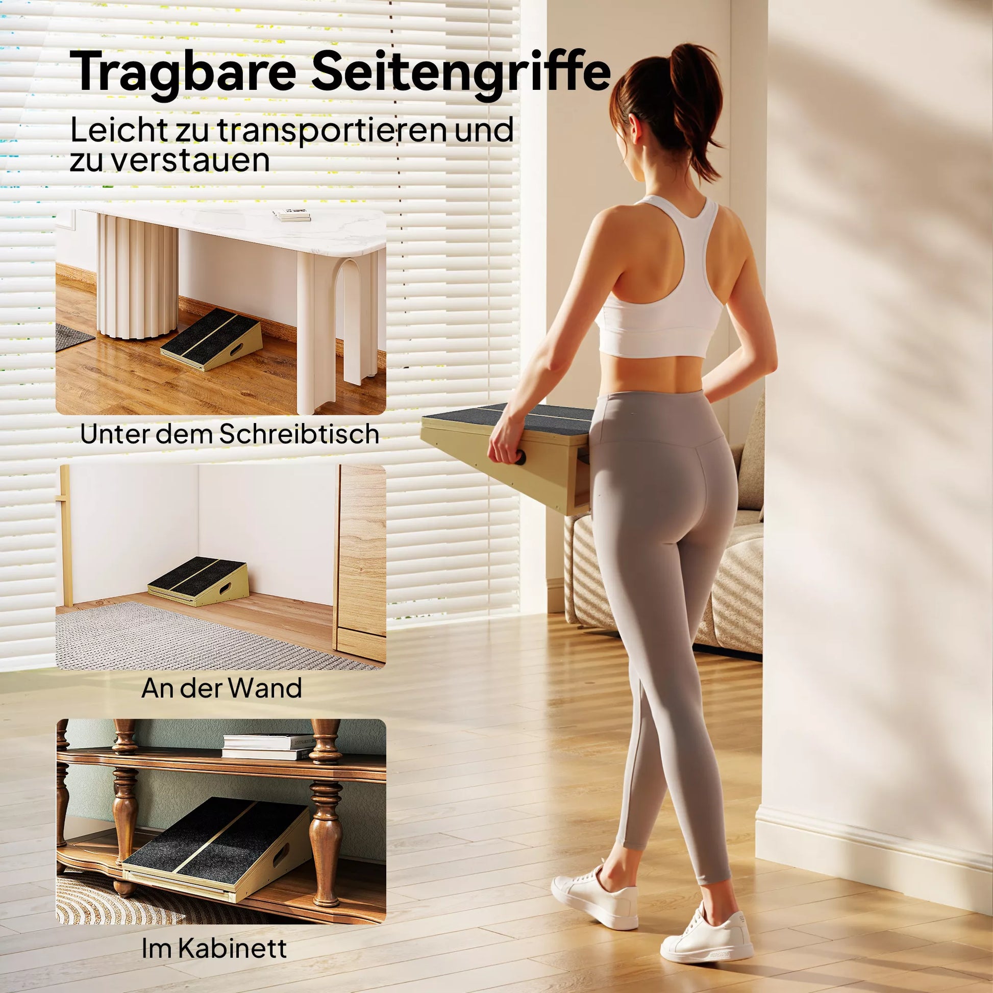 Pasvirusi lenta atpalaiduojantiems pratimams, 4 reguliuojami kampai, neslystanti, medinė