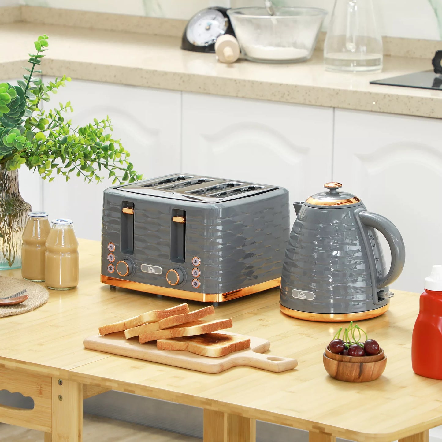 2-in-1 skrudintuvo ir virdulio rinkinys, 7 skrudinimo lygiai, atitirpinimo ir pašildymo funkcija, pilkos spalvos