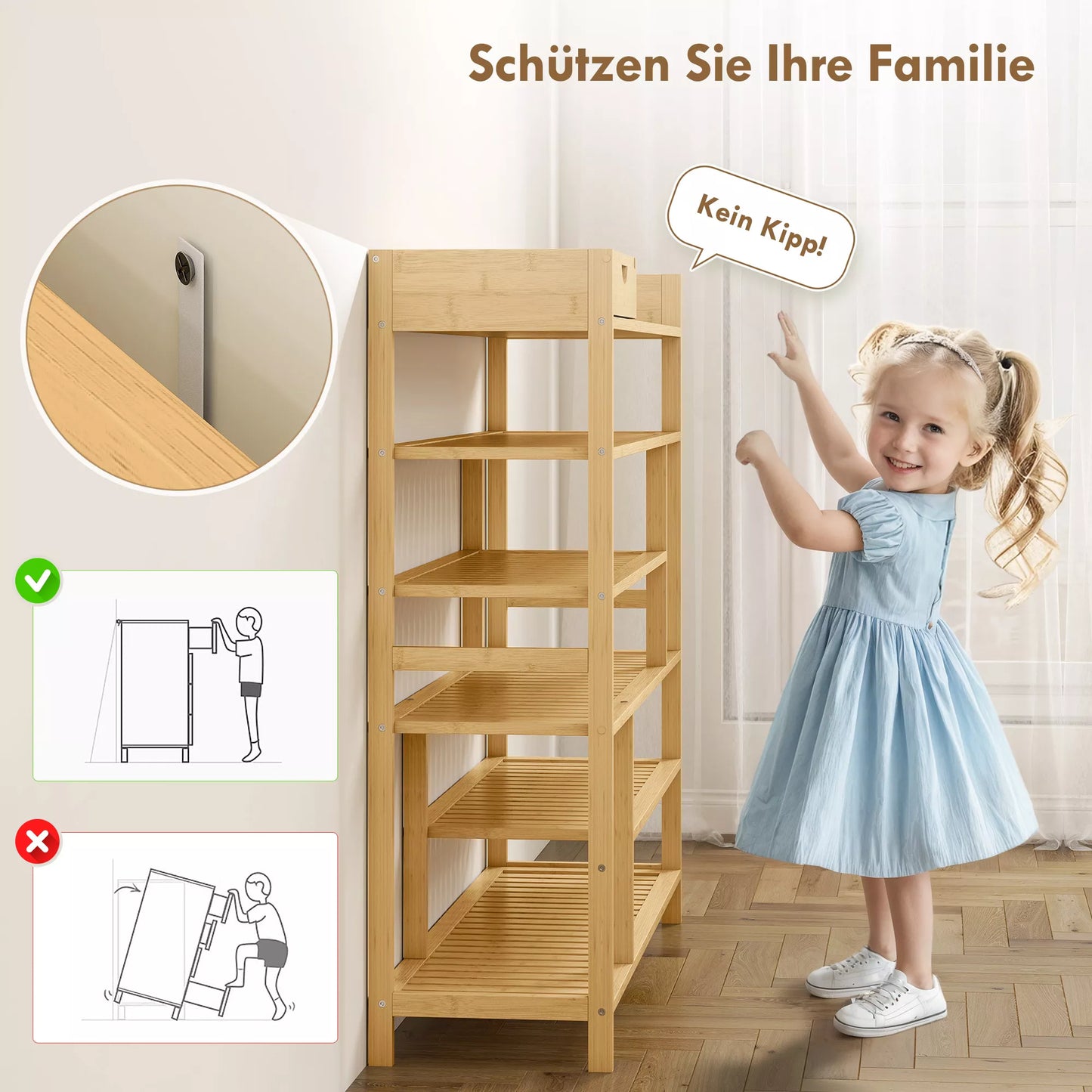 Batų lentyna su 6 pakopomis, bambukinis stalčius, talpa max. 18 porų batų, batų laikiklis prieškambariui, miegamajam, 101 x 30 x 100 cm, natūralus