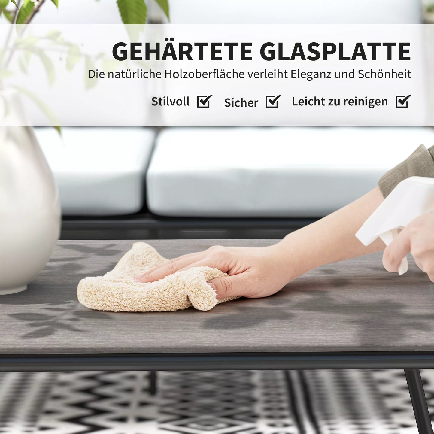 Lauko baldų komplektas iš poliratano, Lounge tipo komplektas su sofa, foteliu, stalu ir pagalvėlėmis, atsparus oro sąlygoms, 116 x 60 x 69 cm, ruda+tamsiai pilka