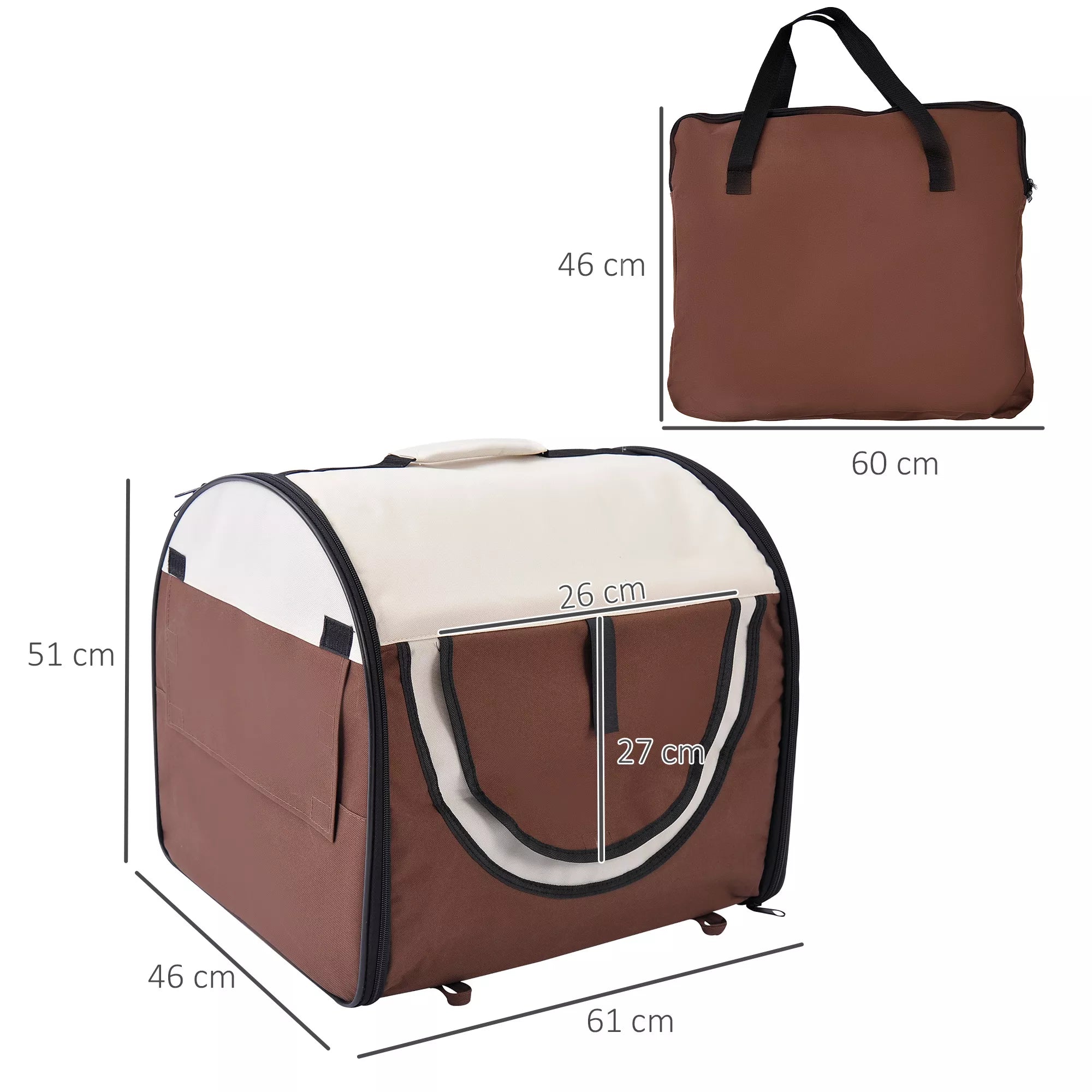 Suldoma šunų dėžė sulankstoma šunų transportavimo dėžė 61 x 46 x 51 cm transportavimo dėžė su rankenomis pagalvėlė šunų krepšys transportavimo krepšys šunims katėms kelionėms automobiliu stovyklavimui kavos
