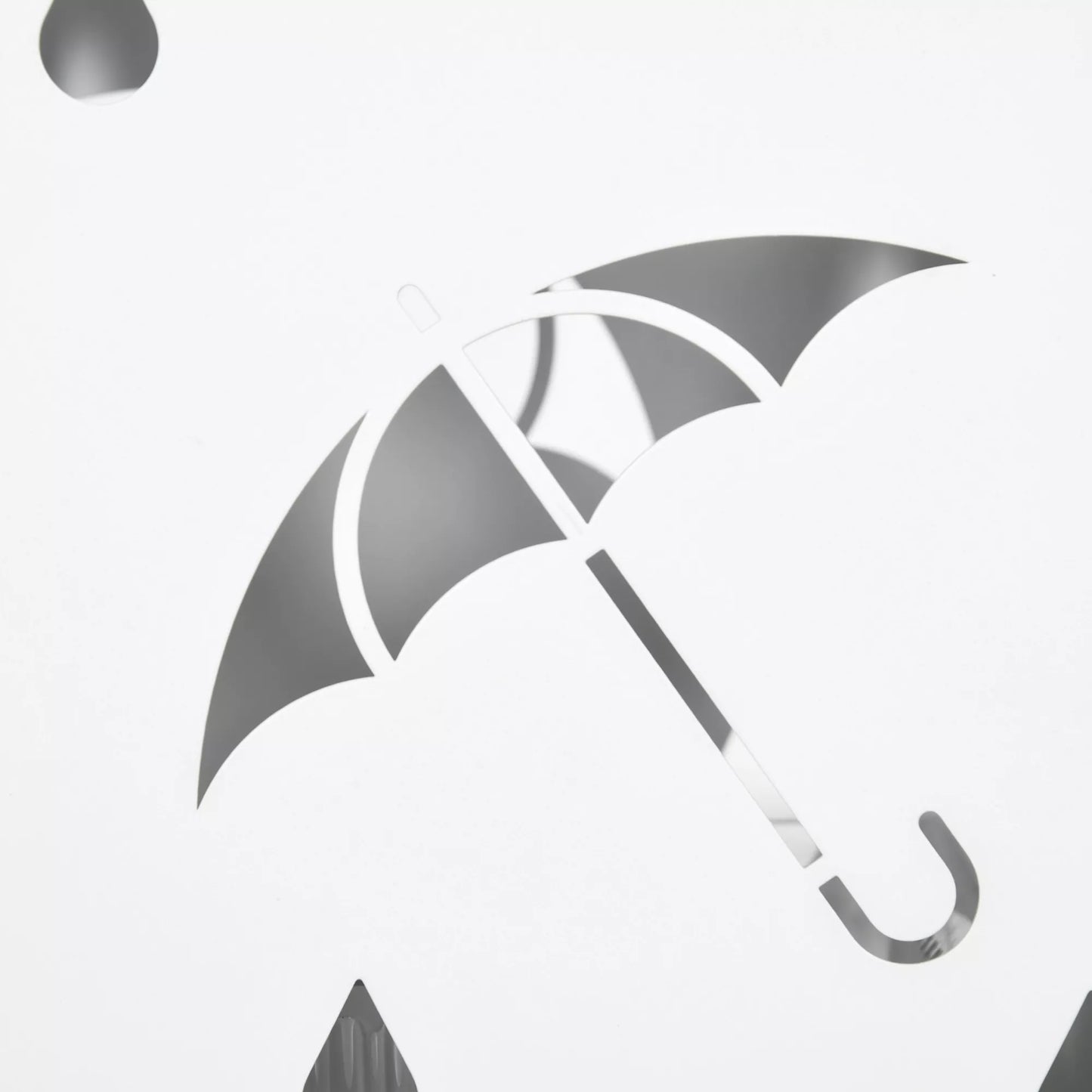 Skėčių stovas, 4 kabliukai, lašų padėklas, plienas, baltas