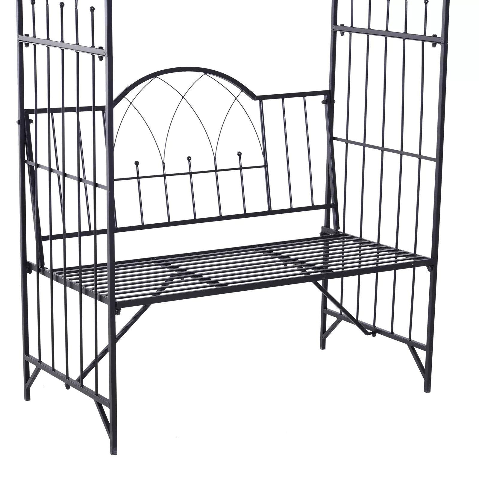 Rožių arkos su suoliuku Rožių suoliukas Pavėsinės suoliukas Filosofų suoliukas Rankgitter Rankhilfe Sodo suoliukas Metalo Juodas 115 x 59 x 203 cm