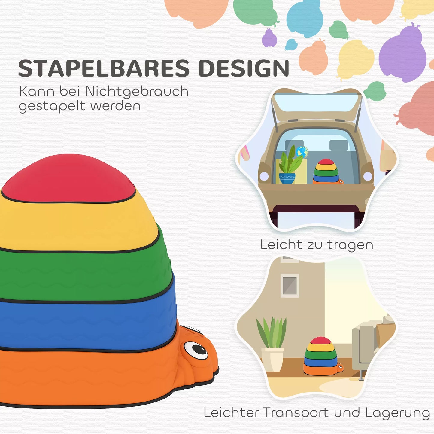 Balansavimo akmenys vaikams, 5 vnt., neslystantys, sukraunami, 2-8 metų amžiaus, lauke ir viduje