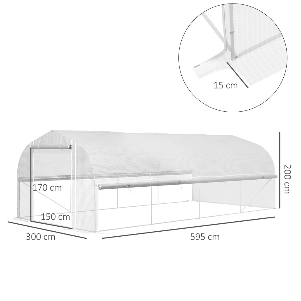 6x3x2 m šiltnamis, įeinamas, 8 langai, durys, tinkleliai nuo vabzdžių, metalinis karkasas, baltas