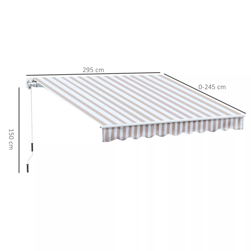 Markizė su rankine, lankstinė markizė, apsauga nuo saulės, montuojama prie sienos, balkonas, aliuminis kalnas 3 x 2,5 m