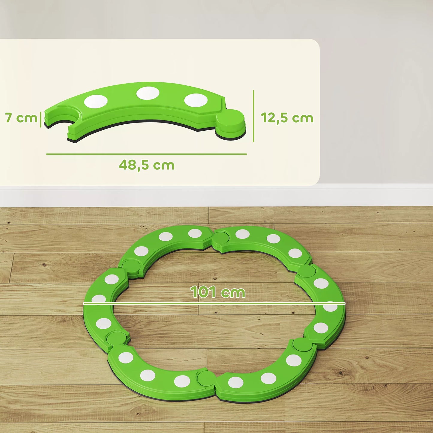 Balansavimo sija, 6 lenkti segmentai, sensoriniai iškilimai, 50 kg keliamoji galia, žalia