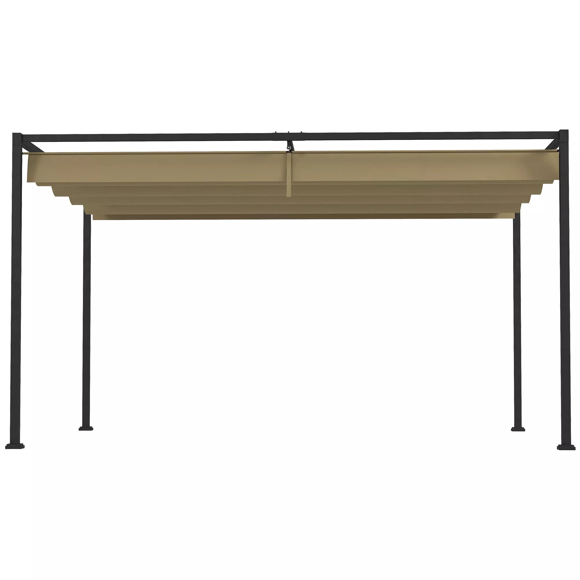 Pergola, tvirta saulės apsauga sodui, balkonui, terasai, pagaminta iš metalo ir plastiko, atspari UV spinduliams ir vandeniui, chaki spalvos