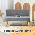 Dvivietė sofa, poliesteris, 117 × 56,5 × 77 cm, pilka